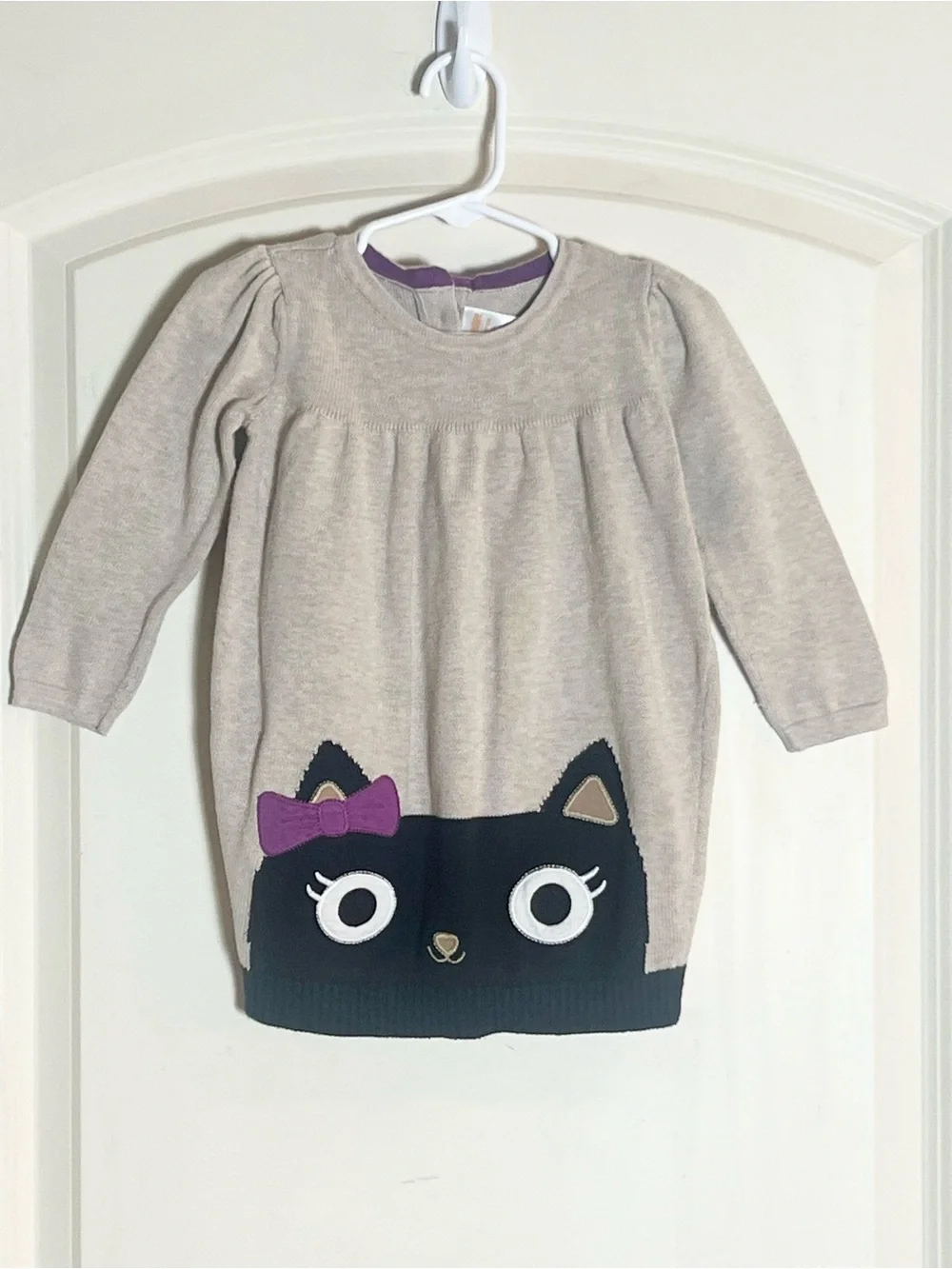 Gymboree 18-24M Tan Tan/Black Cat Sweater Dress Toddler Girl Knit Fall Outfit
